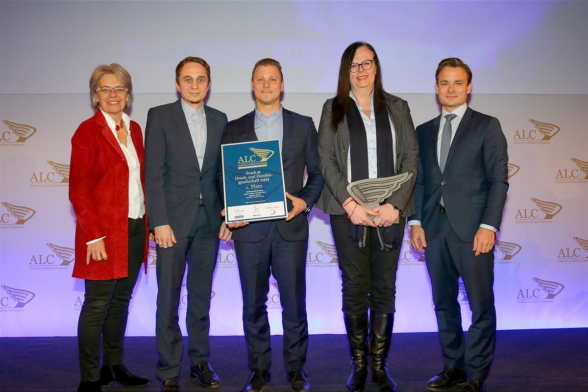 ALC Niederösterreich: 1. Platz Kategorie: National Großbetriebe für die Druck.at Druck- und HandelsgmbH (v.l.):